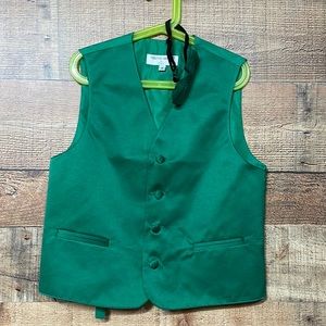 Boys green vest and bow tie